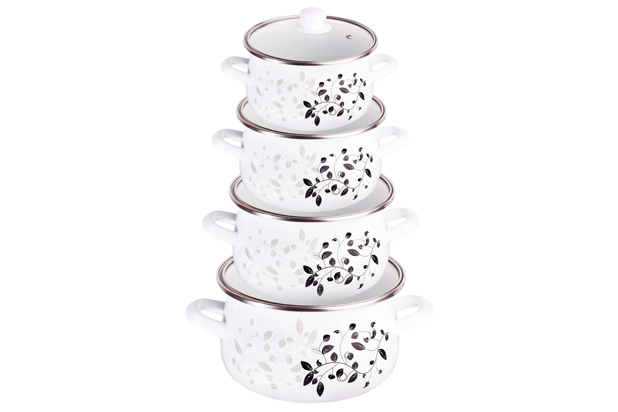 Zestaw komplet 4 garnków emaliowanych 8 elementów indukcja 3 warstwowe dno Liczba elementów w zestawie 8