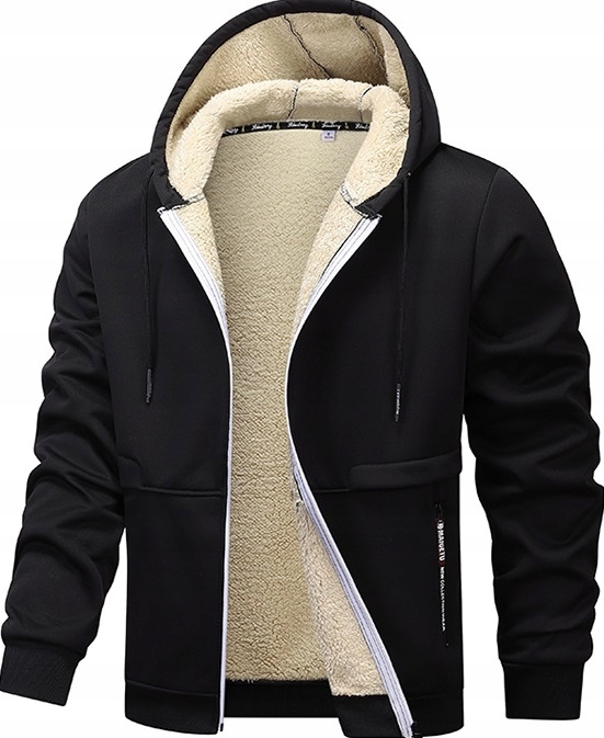 Kurtka Zimowa Męska Ocieplana z Kapturem Bluzy z Kapturem Gruba Ciepła XXL