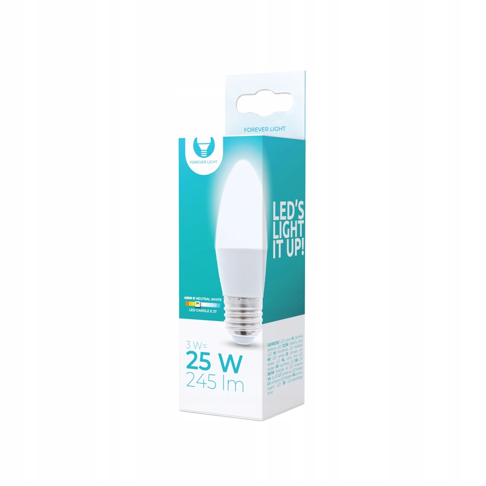 

Żarówka Led świeczka duży gwint E27 3W neutralna