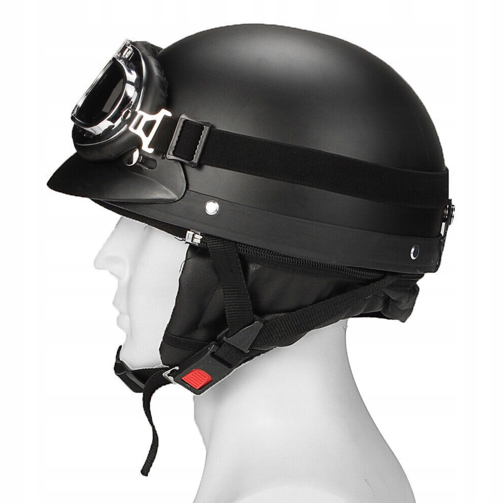 KASK MOTOCYKLOWY HEŁM ORZESZEK SKÓRZANY PÓŁOTWARTY + GOGLE ZDEJMOWANY Rodzaj lakieru matowy