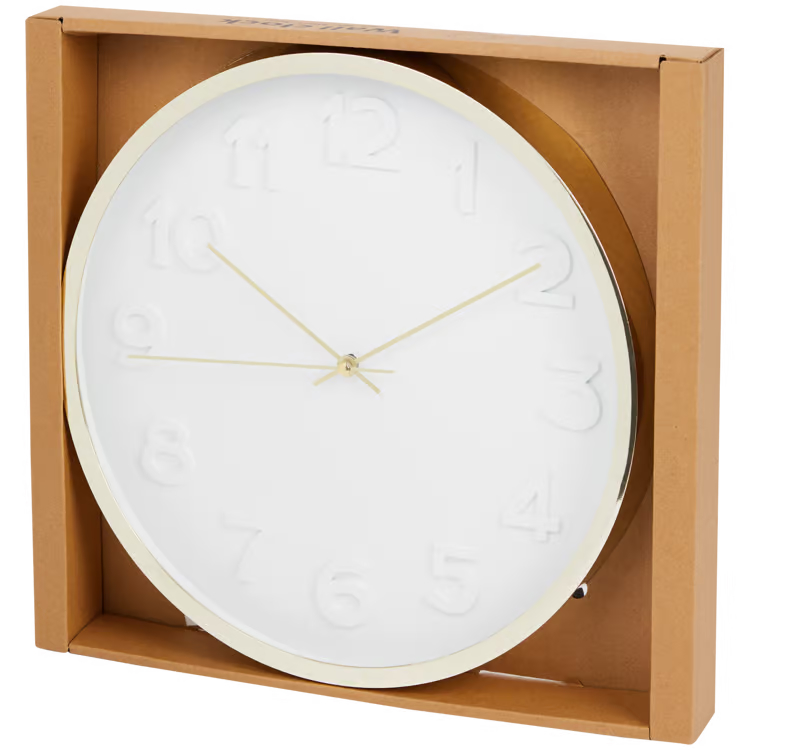 ZEGAR ŚCIENNY OKRĄGŁY KLASYCZNY NA ŚCIANE ZEGAREK 30cm złoty