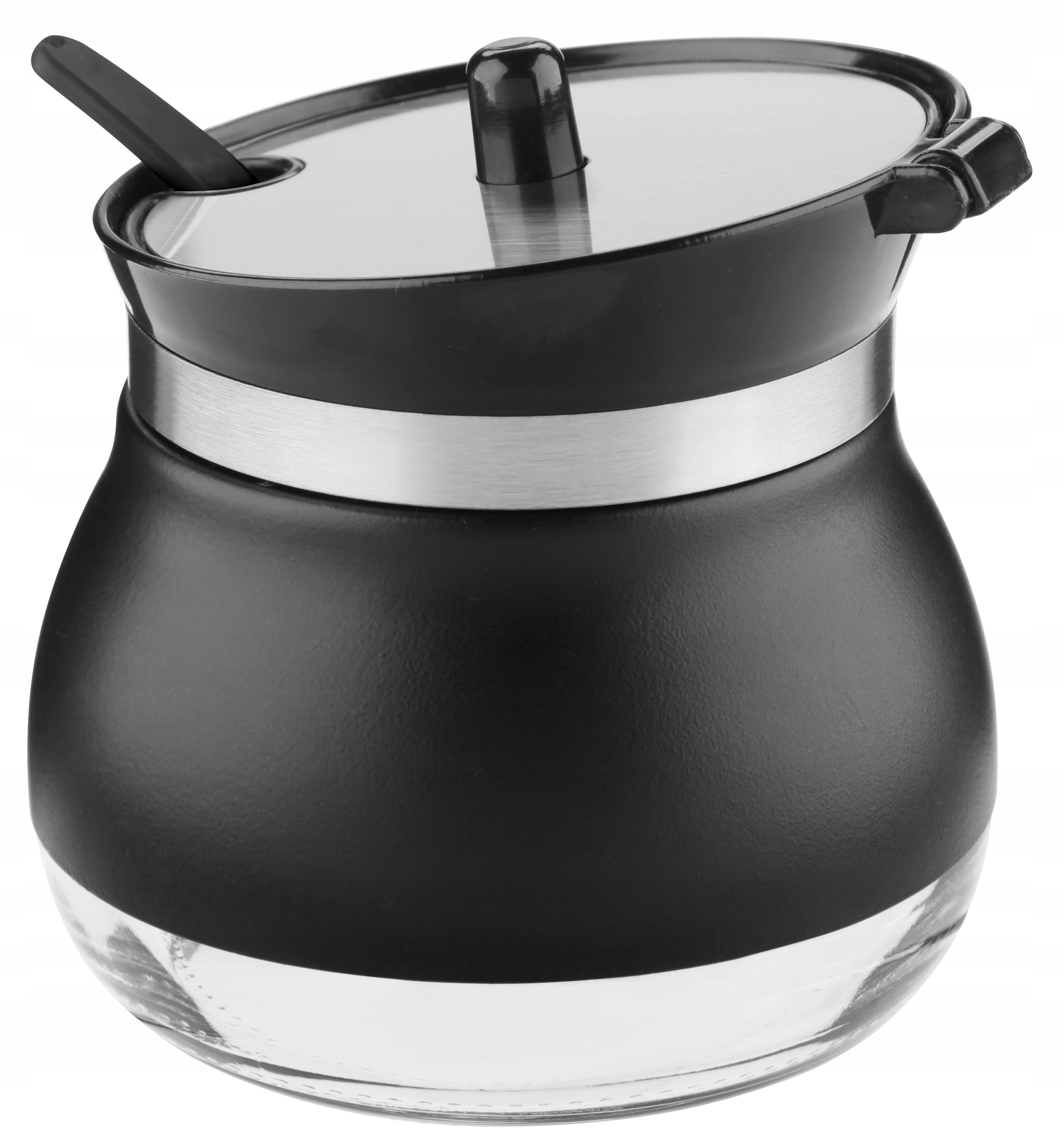 CZARNA SZKLANA CUKIERNICA Z ŁYŻECZKĄ POLA 270 ML