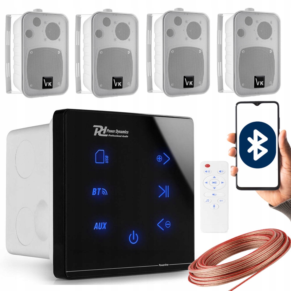KOLUMNY GŁOŚNIKOWE NATYNKOWE PODWIESZANE BLUETOOTH NAGŁOŚNIENIE LOKALU