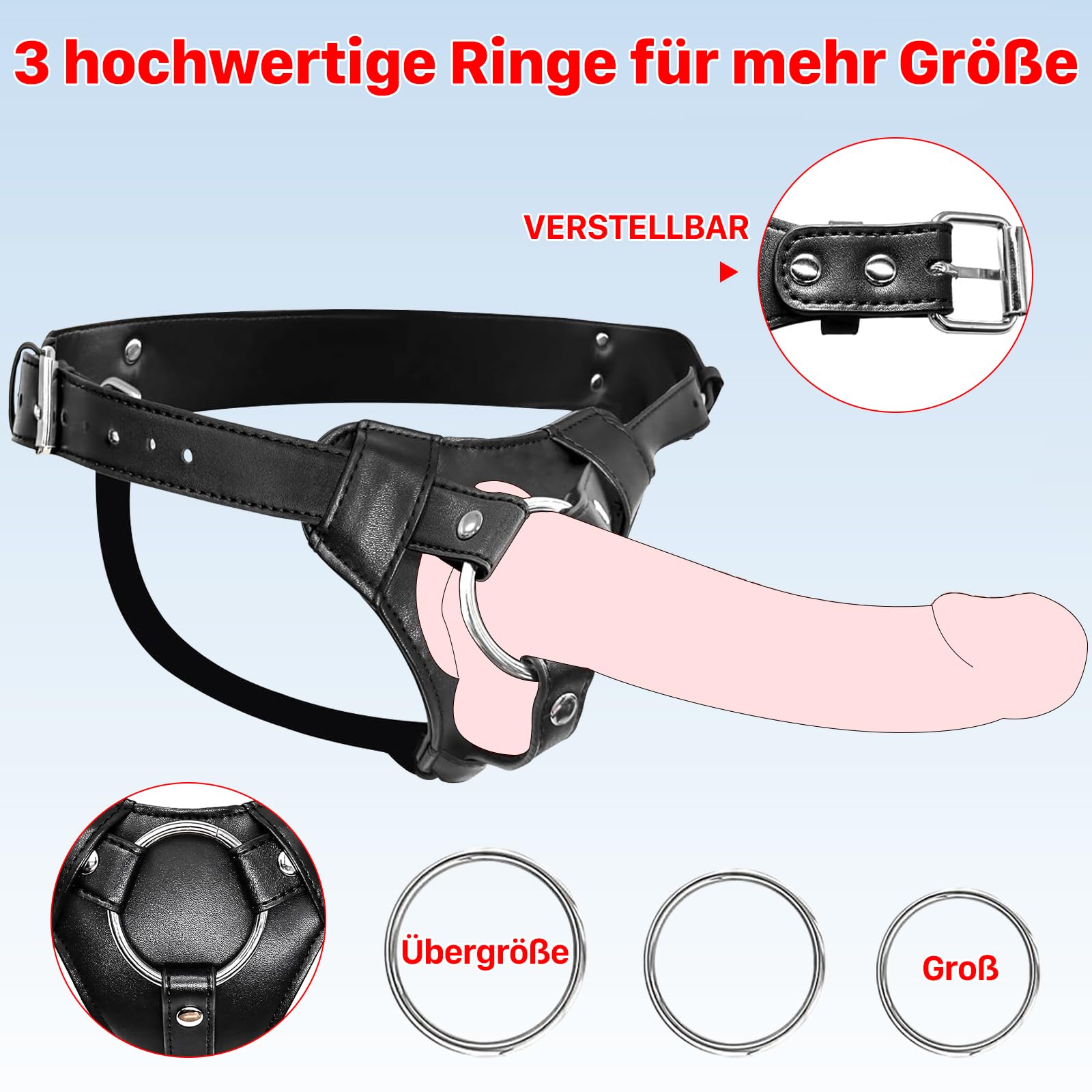 BONDAGE Regulowany Strap On Dildo Skórzany Pas Dla Kobiet i Mężczyzn — miniatura 2