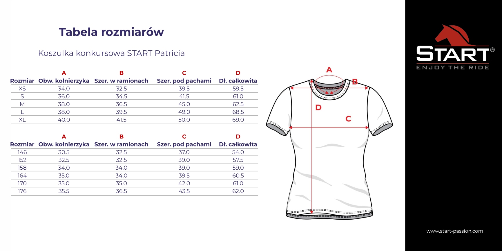 Koszulka konkursowa turniejowa jeździecka START Marka Start