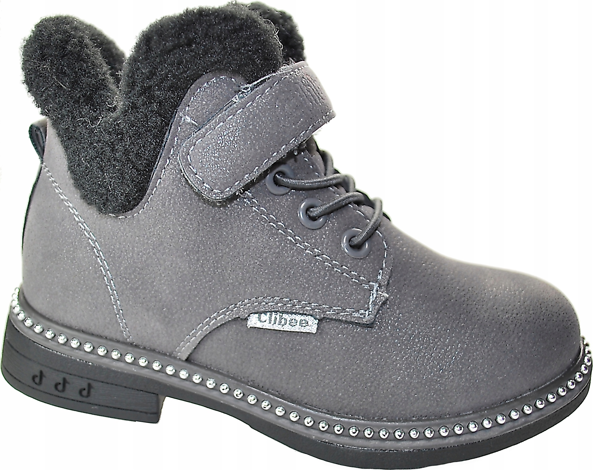 

Szare Zimowe Trzewiki Botki Owcza Wełna suwak r 30