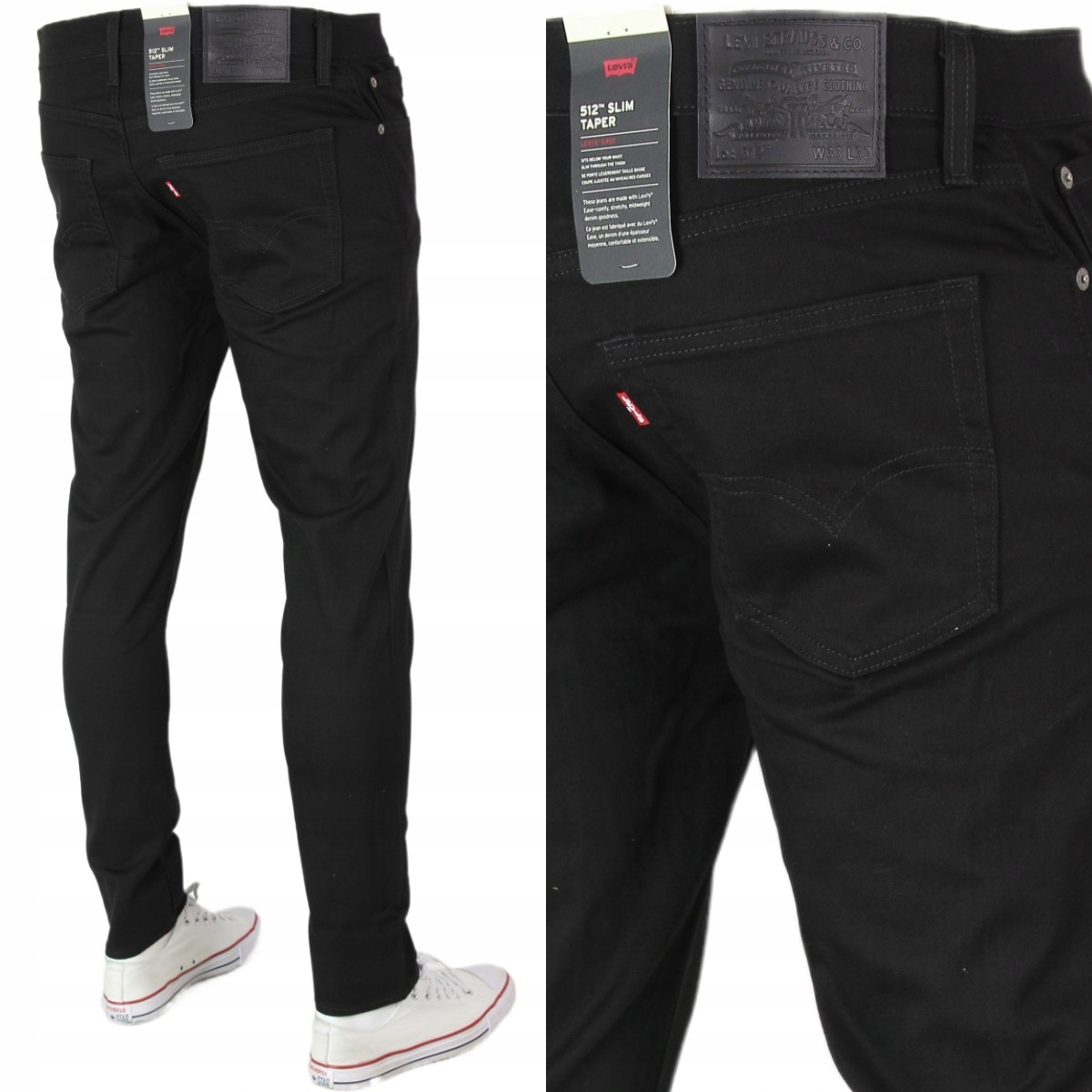 Levi's 512 Taper Slim Jeansy Tapered Zwężane "clean Black" W30 L32
