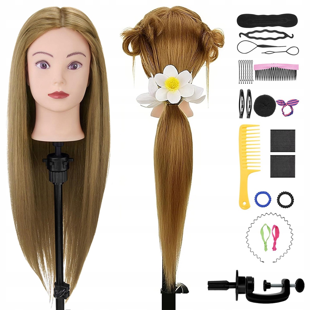 Kadeřnická Tréninková Hlava S Přírodními Štětinami A Úchytem Pro Výuku Upevňování