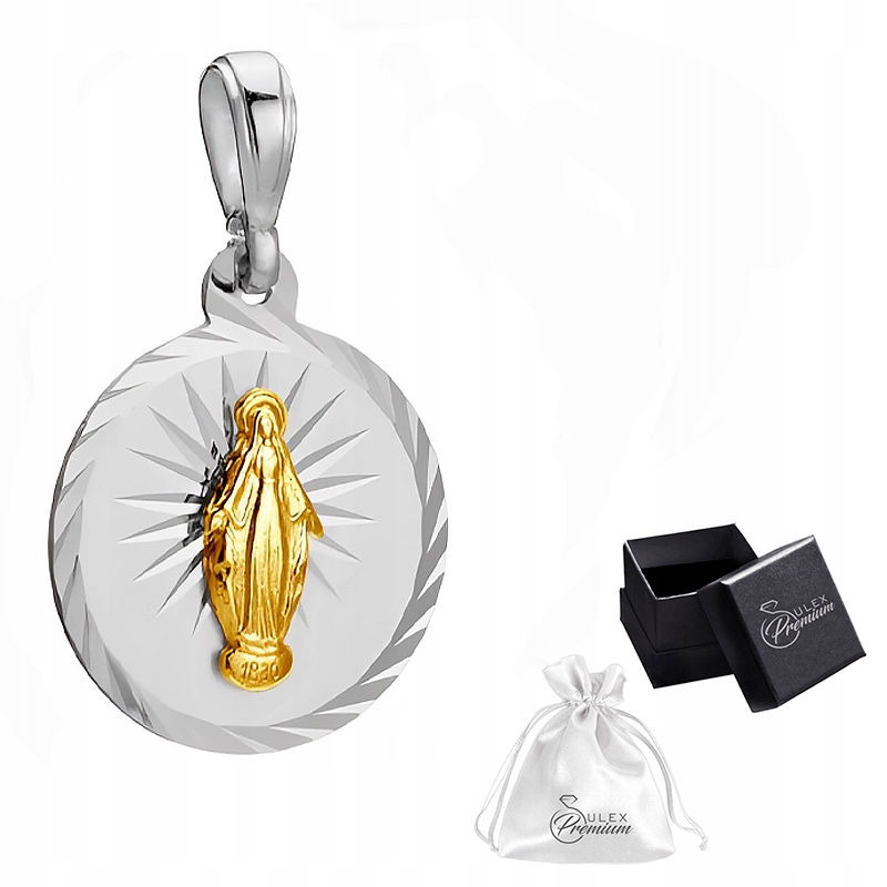 Stříbrný medailonek ryzost 925 Přívěsek Přívěsek pozlacený Matka Boží Úžasná