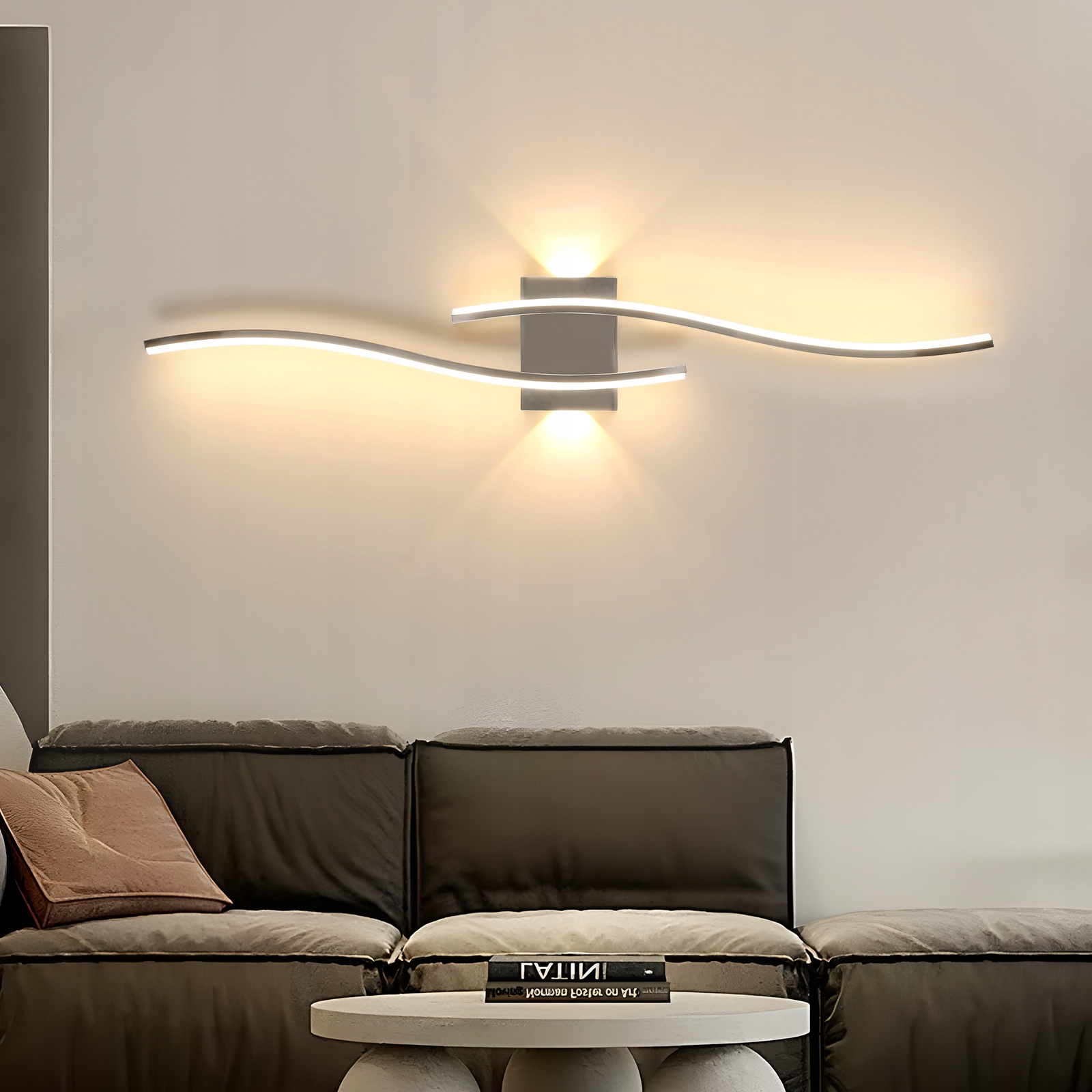 Lampa Kinkiet Chrom Liniowa Scienna Led Korytarz 3000K Nowoczesna Do Salonu