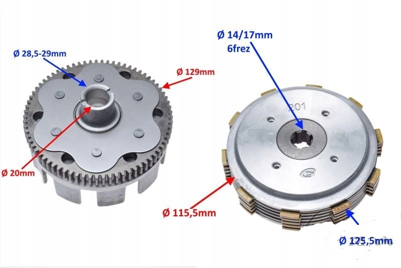 SPRZĘGŁO tarcza kosz ATV BASHAN BS250S-5 KPL Numer katalogowy części 774858