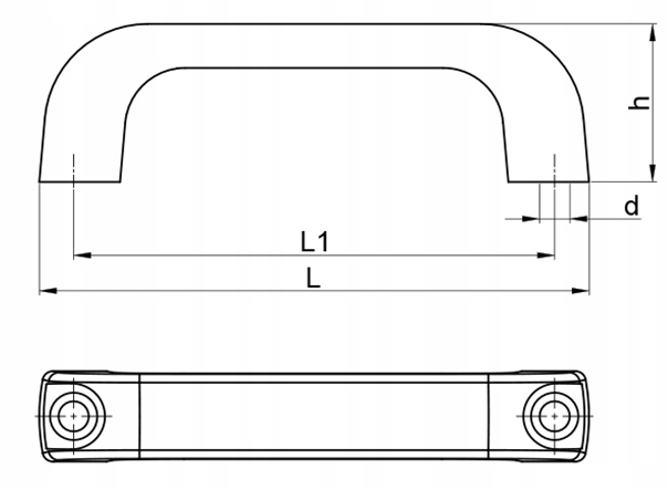 Uchwyt przemysłowy pałąkowy 140mm otwory M8 Model SSOB