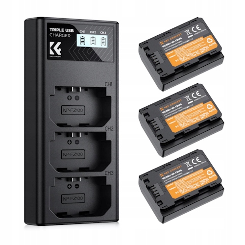 Kf Concept KF28.0038 zestaw, 3x akumulatory NP-FZ100 ładowarka