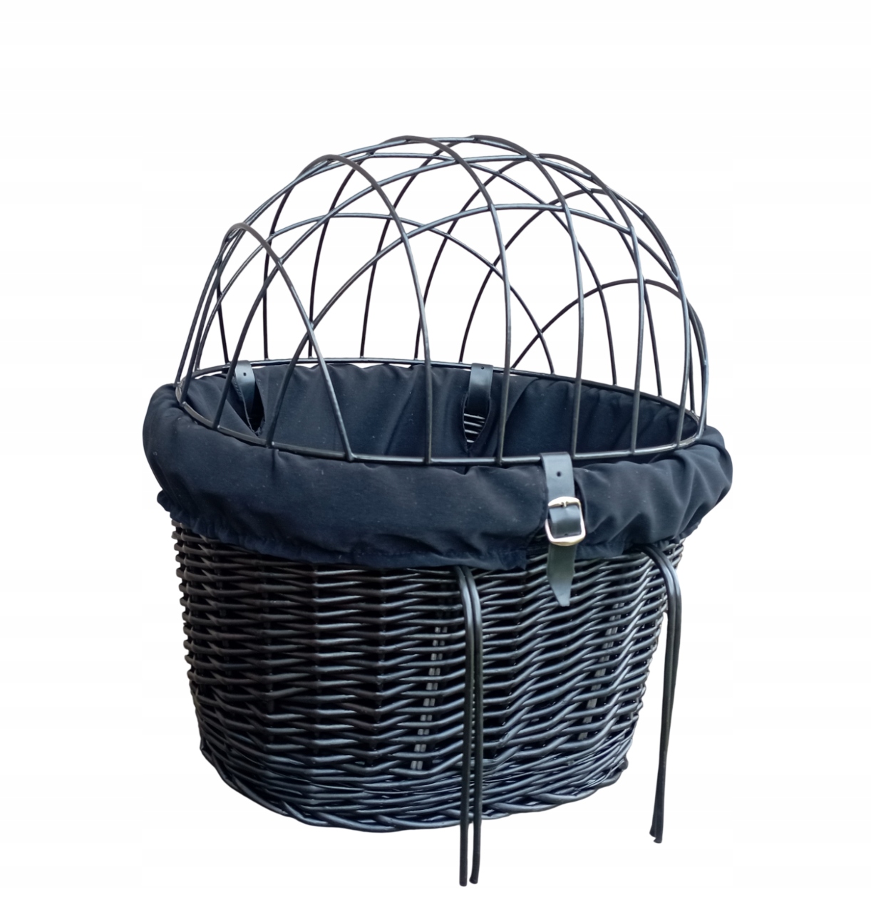 Koszyk wiklinowy na Rower z obszyciem i poduszką Transporter dla Psa do10kg