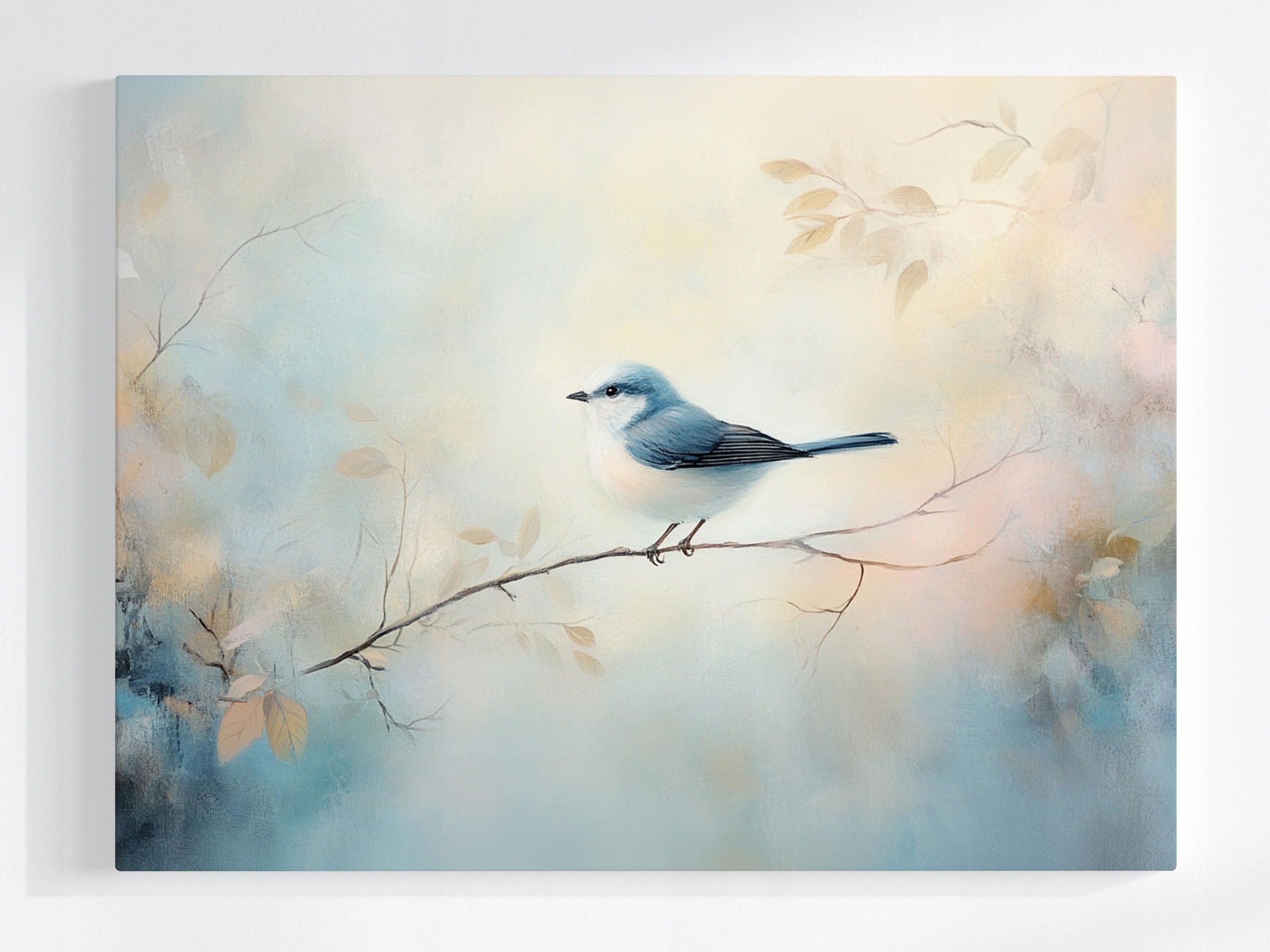 Obraz Na Plátně Canvas Příroda Ptáček Větev Pastely Vintage 80x60