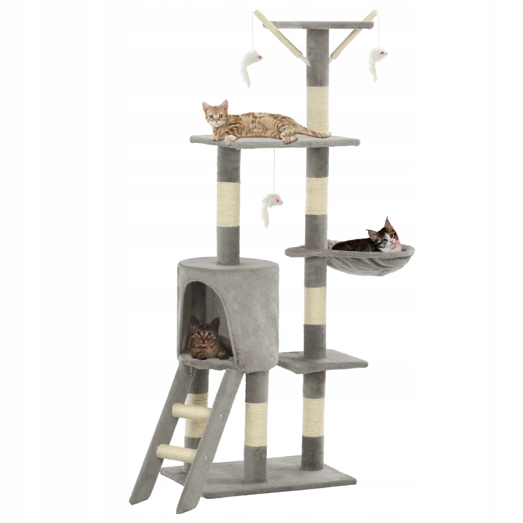 Levně vidaXL Škrabadlo pro kočky se sisalovými sloupky 138 cm šedé