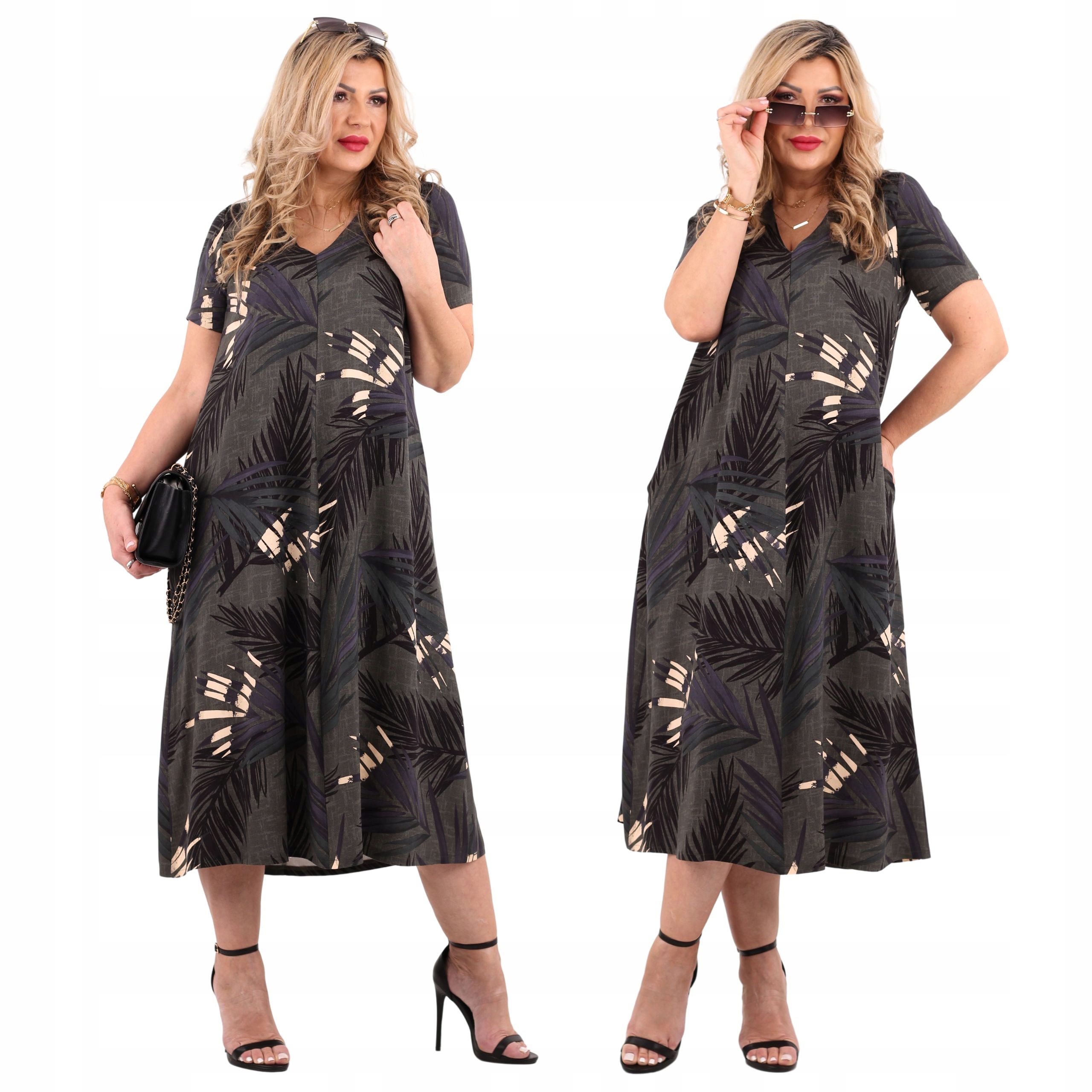 Sukienka długa zwiewna duże rozmiary Polski Producent luźna z kieszeniami