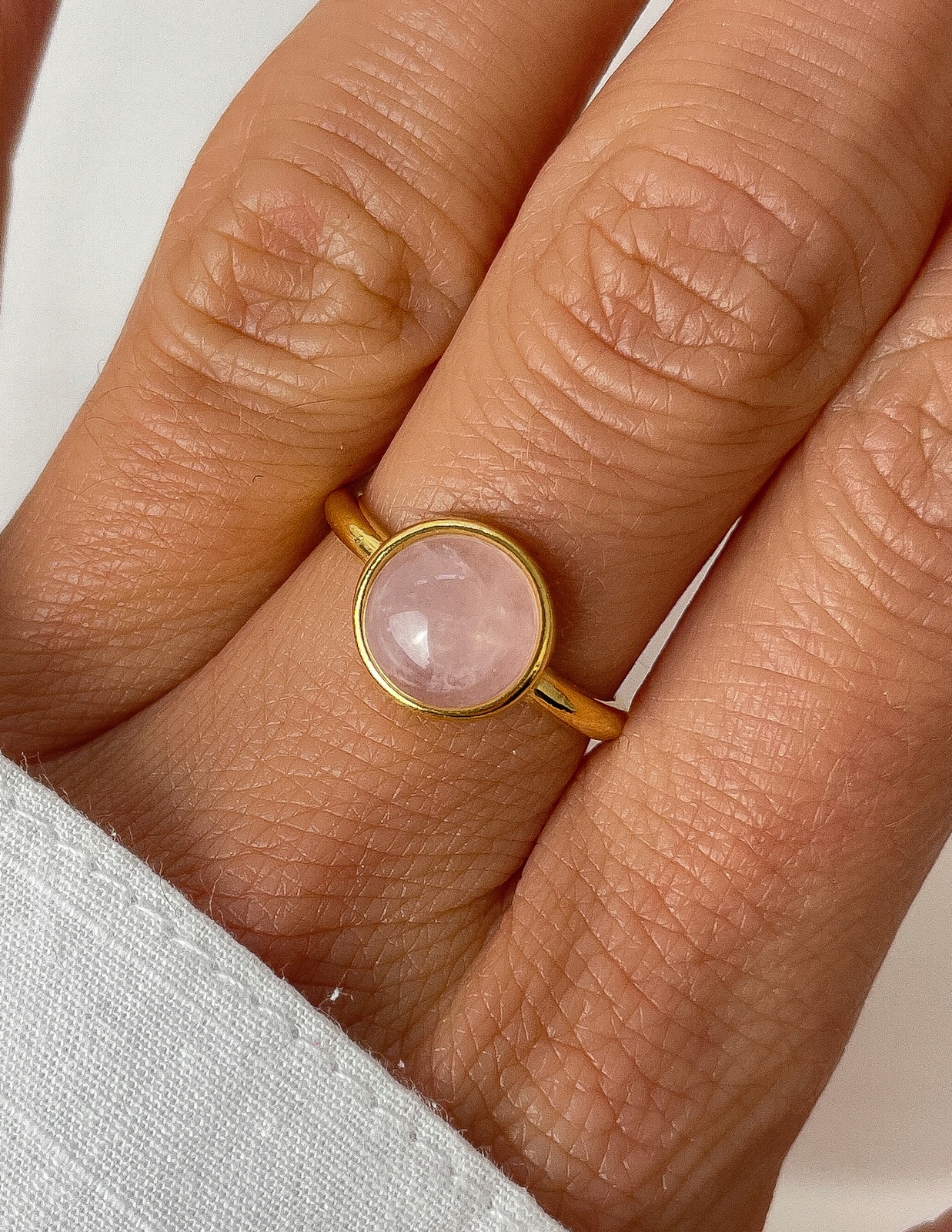 Prstýnek s přírodním kamenem – růžový křemen 8