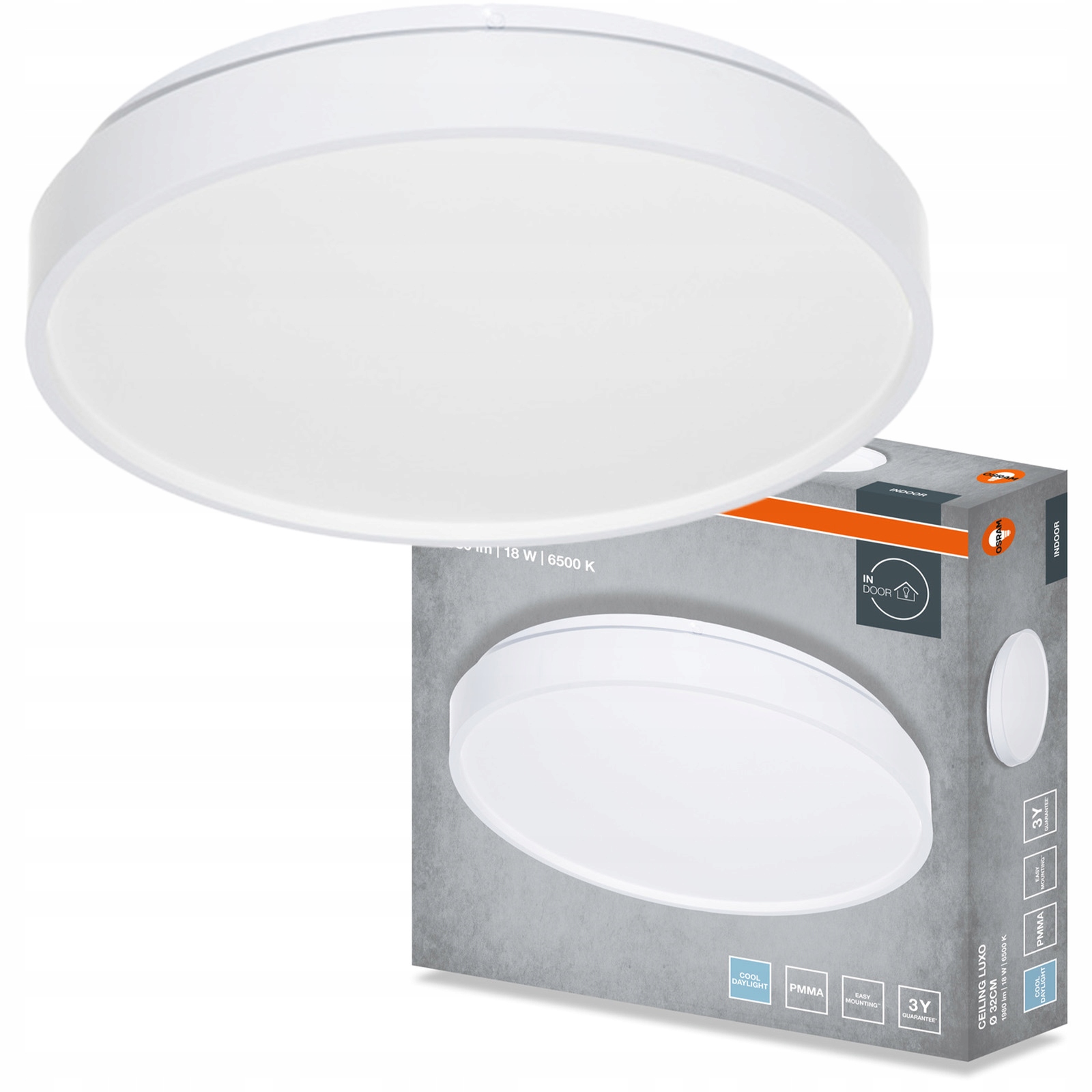 Stropní Svítidlo Led Stropní Svítidlo Nástěnné svítidlo Panel 18W 990lm 6500K Osram