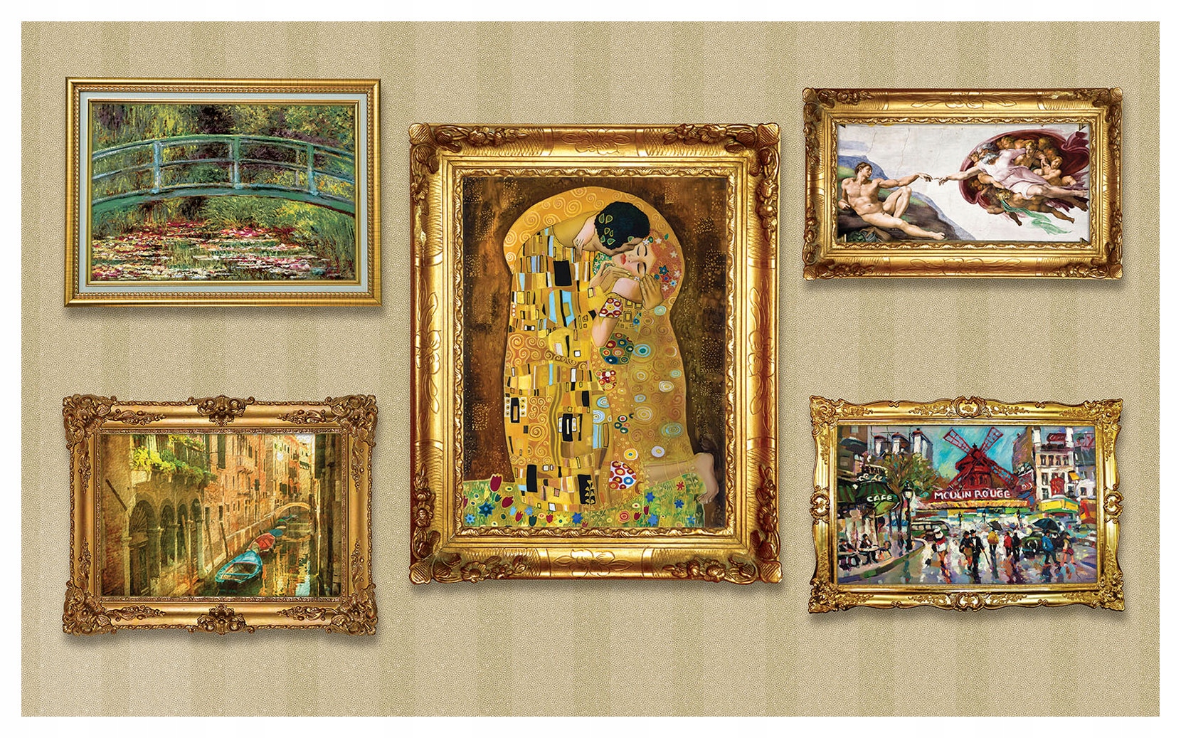 Fototapeta Zlaté rámy obrazy na béžovém pozadí elegance 200x140 lepidlo