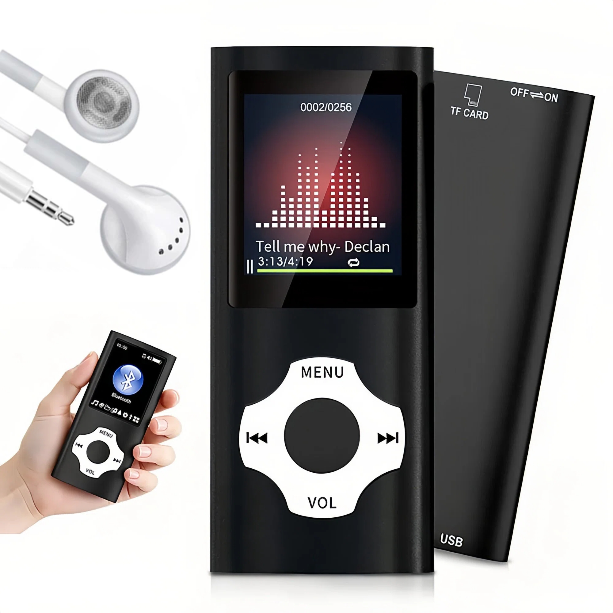 MP3 Přehrávač MP4 Bluetooth 5.0 Sportovní Hudební Přehrávač 32GB Rádio
