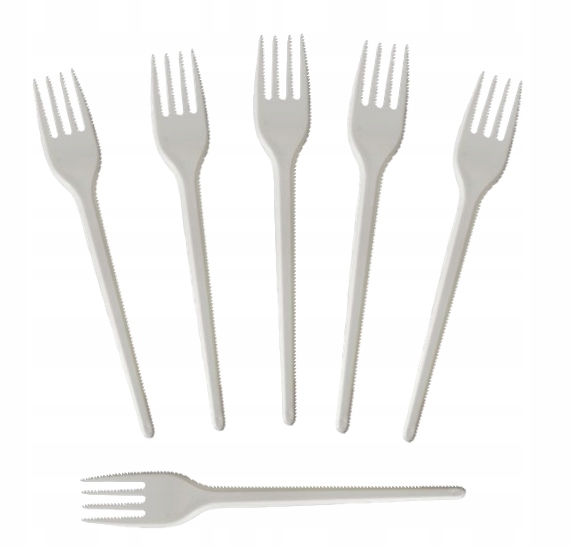 Zestaw grillowy 100x Tacki papierowe + Widelce + Noże plastikowe 300 el. Kolor biały