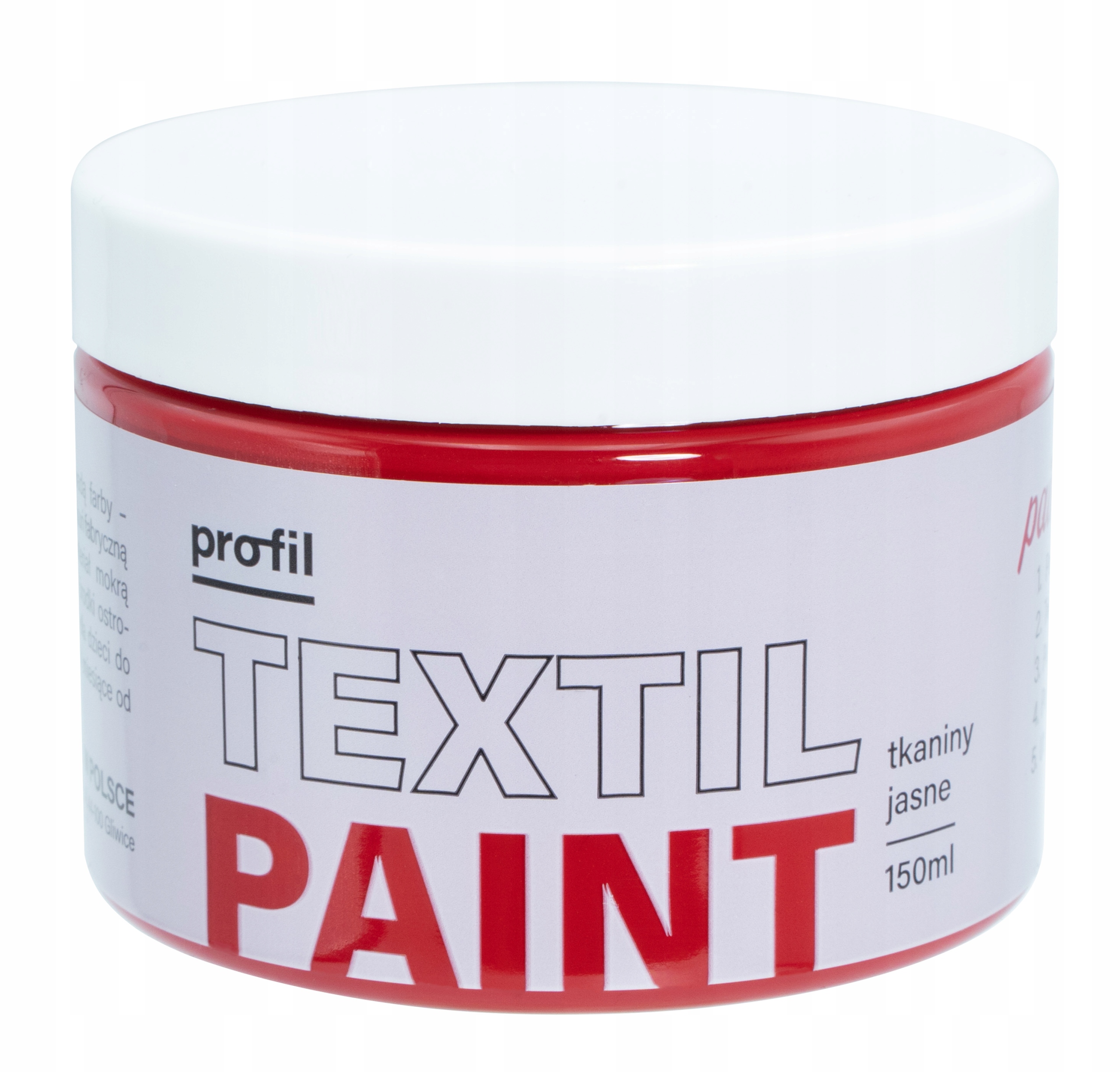Duża farba do malowania TKANIN JASNYCH ubrań bawełny spodni CZERWONA 150ml