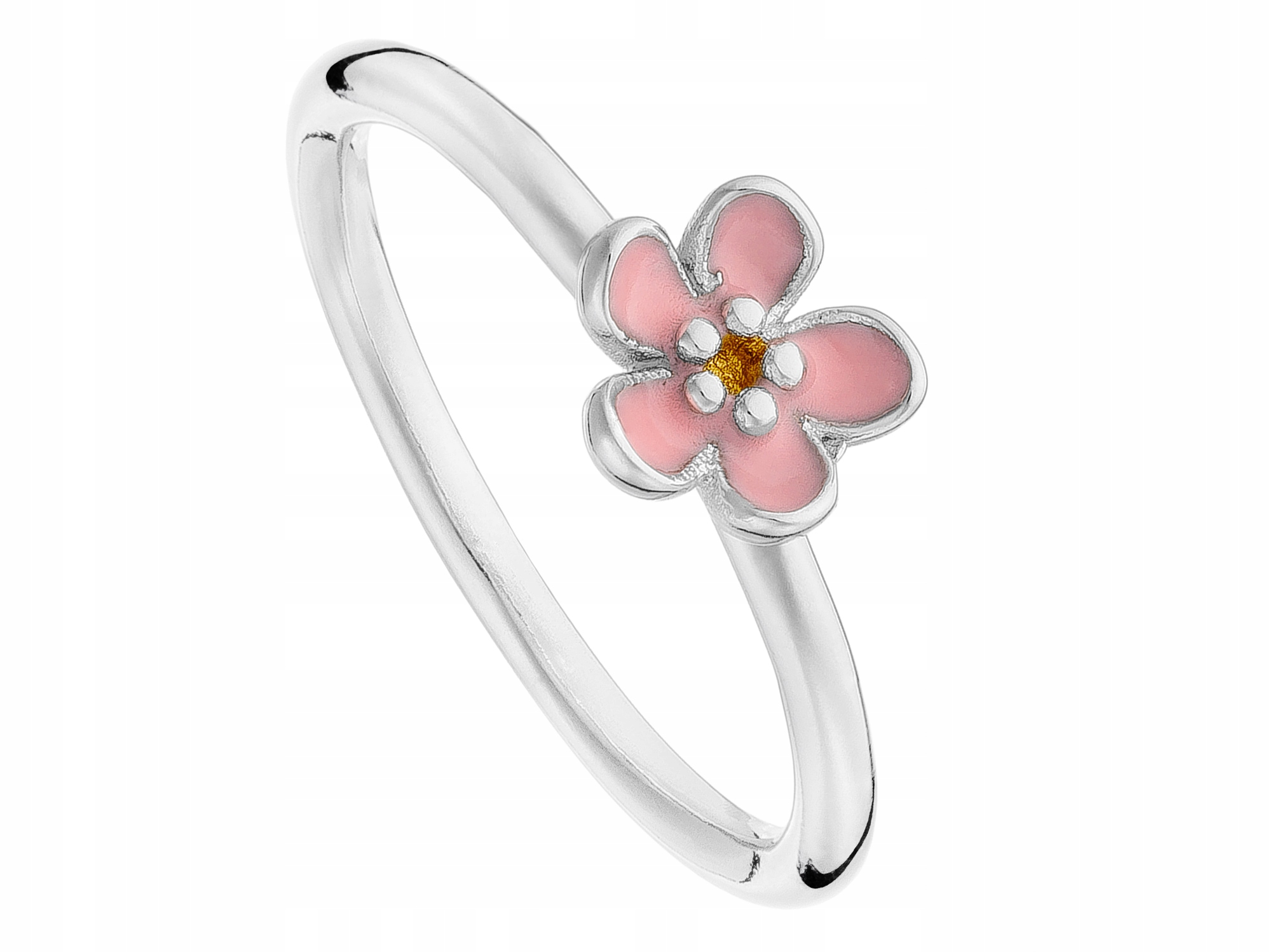Stříbrný rhodiovaný Prstýnek Květina Růžová Květina Květinka Smalt 15