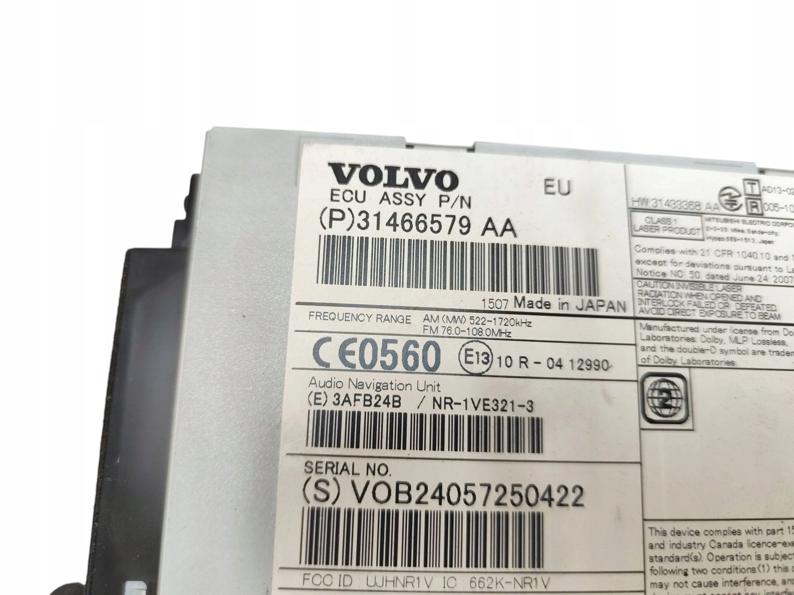 RADIO player VOLVO V40 II (2012-2016) 31466579AA