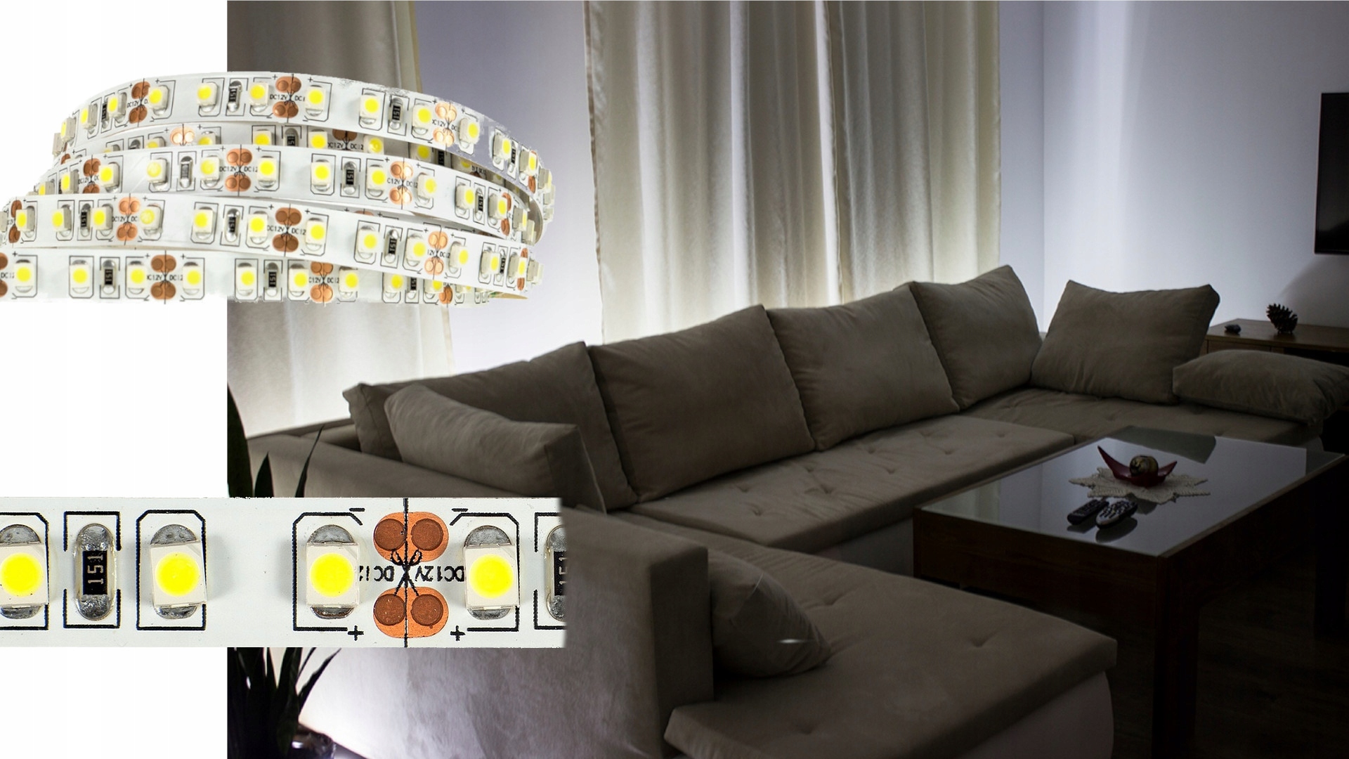 Taśma LED 3528 120 9,6W IP20 1m b.zimna 30002 Długość 1 m