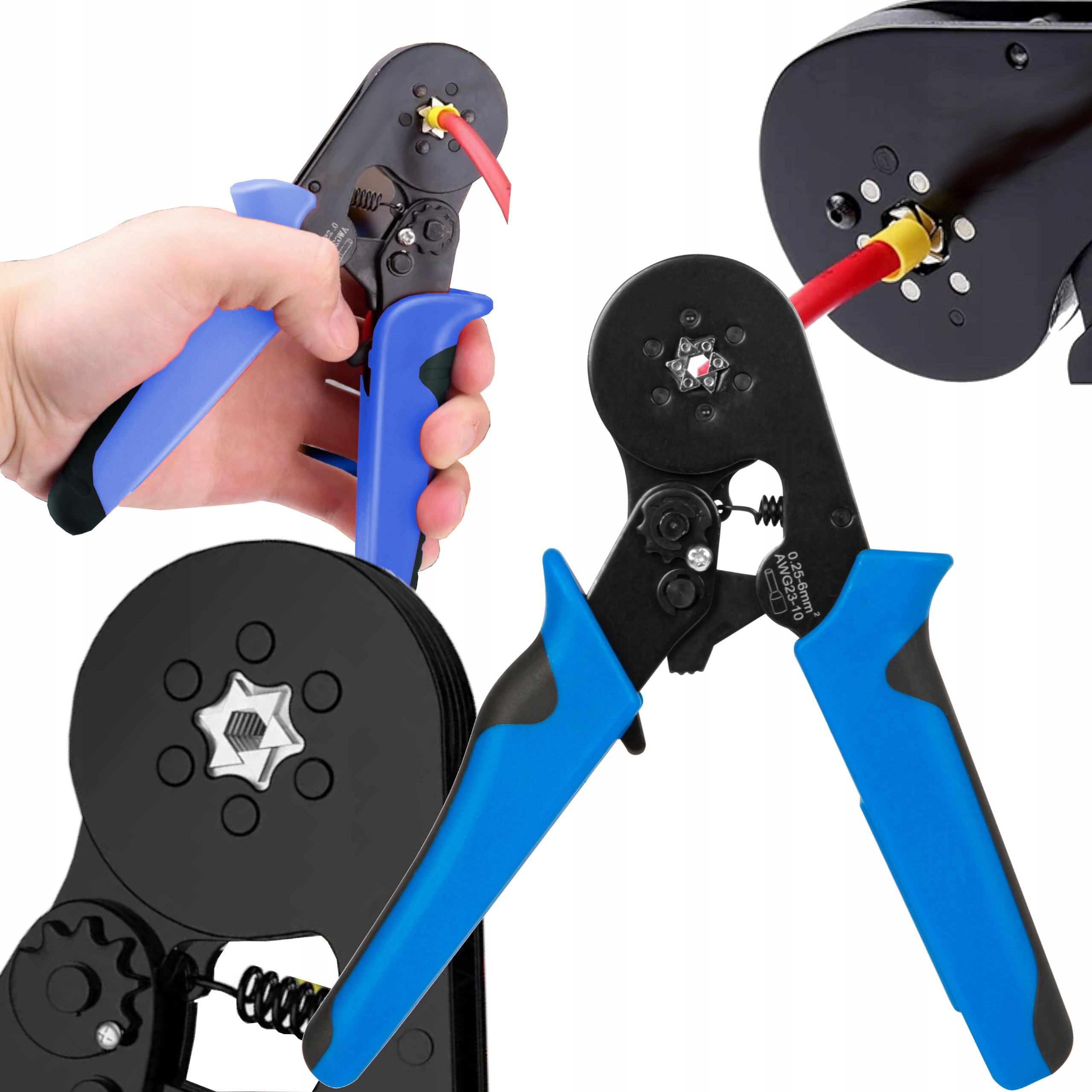 ZACISKARKA PRASKA SZEŚCIOKĄTNA KABLI TULEJEK KOŃCÓWEK KONEKTORÓW 0,25-6mm