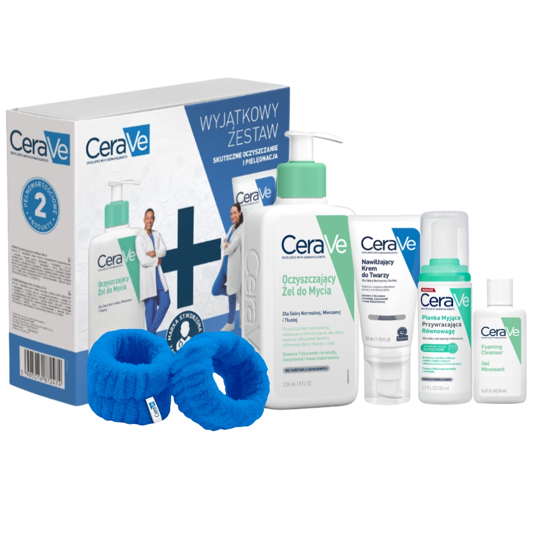 CeraVe Oczyszczający Żel 236ml krem do twarzy 52ml Zestaw prezentowy