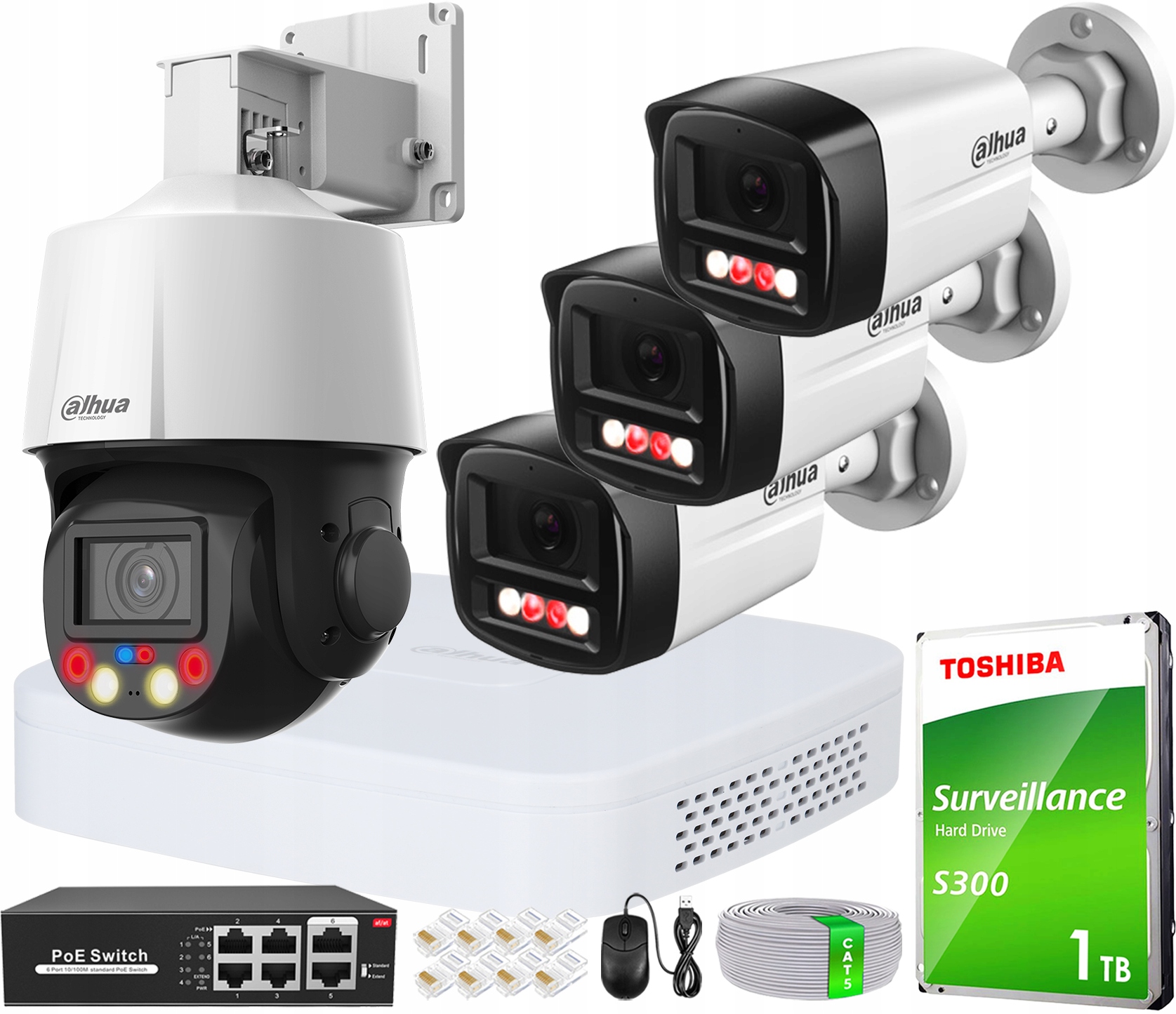 Sada Ip monitorovania Dahua 4Mpx otočná kamera Zoom x5 3 trubicové kamery