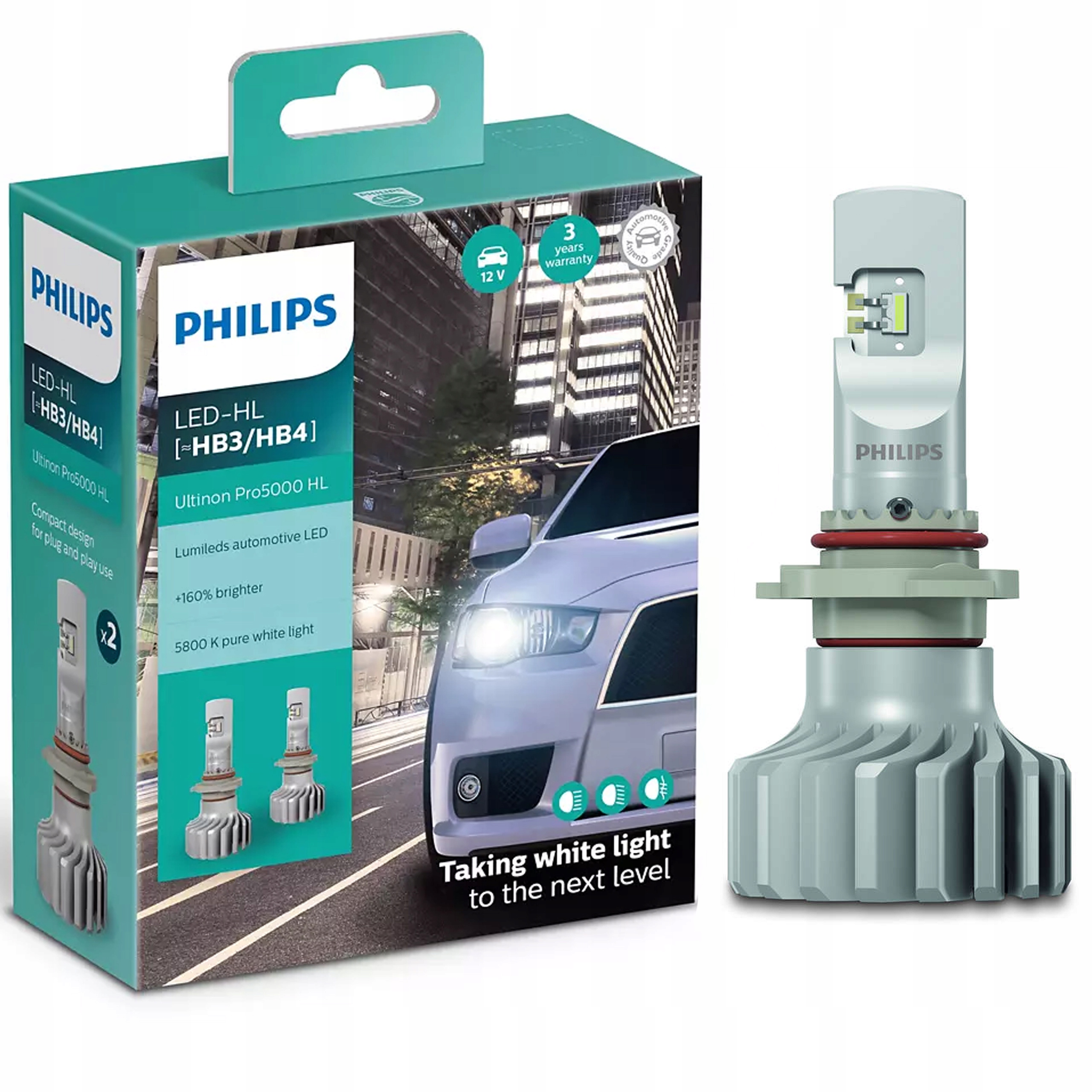 LED Bulbs Kit HB4 (9006) PHILIPS Ultinon Pro9000 5800K +250%