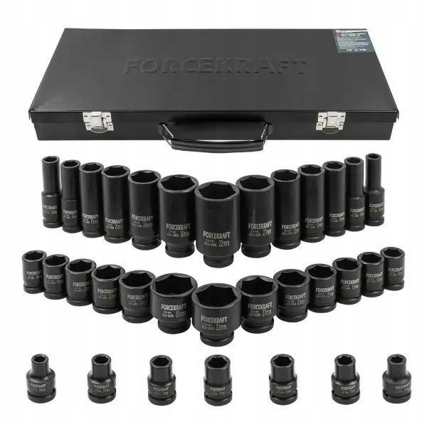 Sada rázových nástavců 1/2" 33el (8–32 mm) 6-hranné – Forcekraft