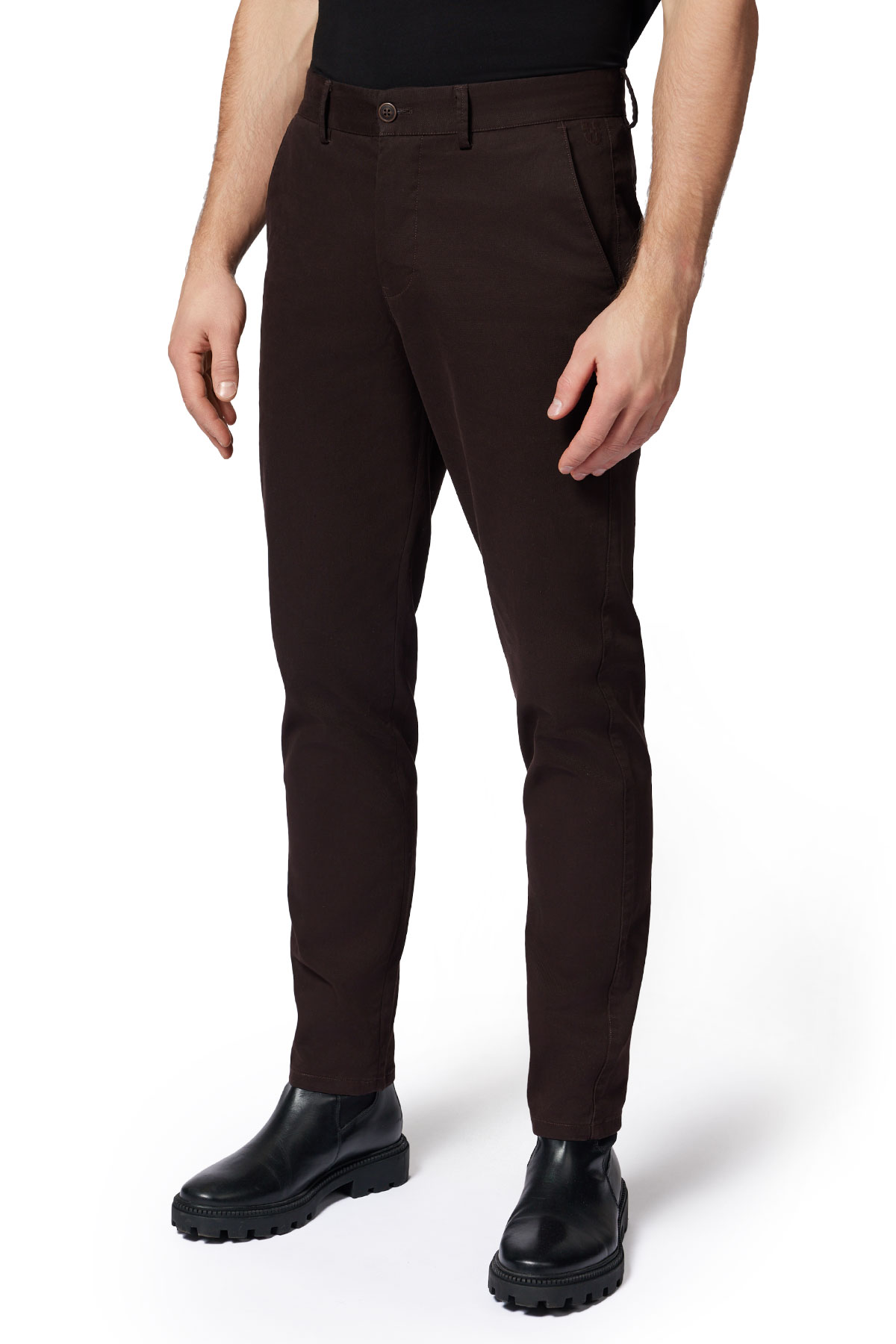 Spodnie Chino Męskie Bawełniane Brązowe Slim Fit Próchnik PM2 W34/L30
