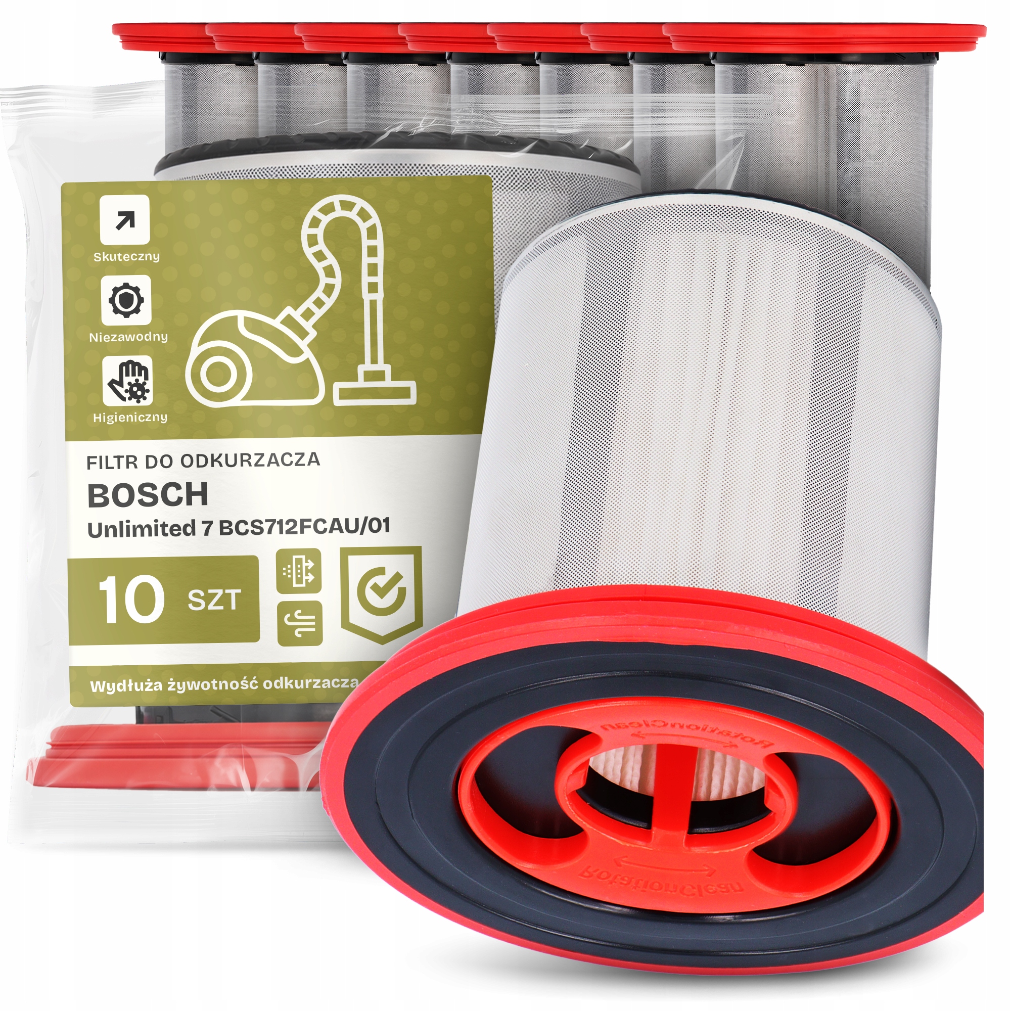10 x Vzduchový Filtr pro Vysavač Bosch Unlimited 7 BCS712FCAU/01 Hepa Em-w