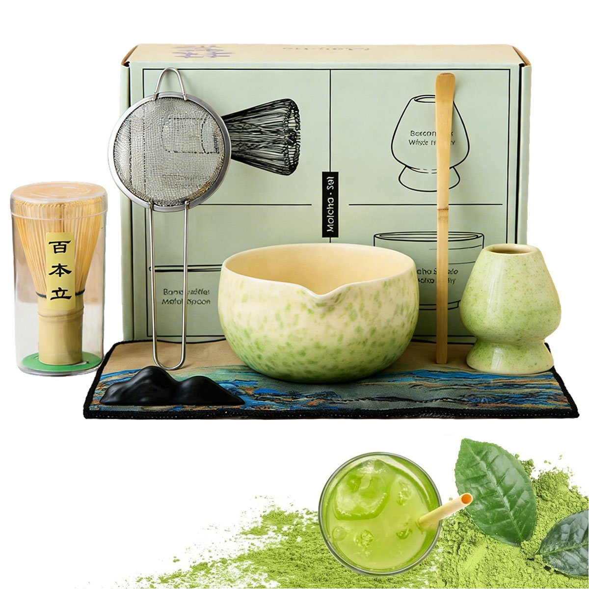 Sada na přípravu čaje Matcha Akcesoria Keramika Bambus