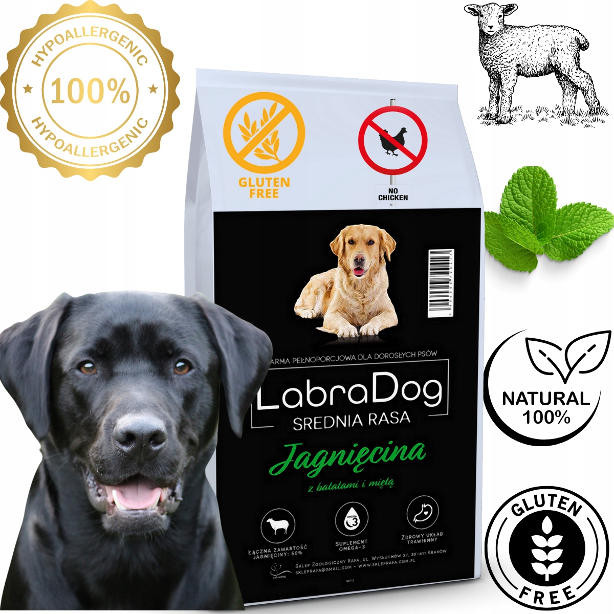 Levně LabraDog Superfood Hypoalergenní jehněčí maso monoproteinové bez obilovin 12 kg