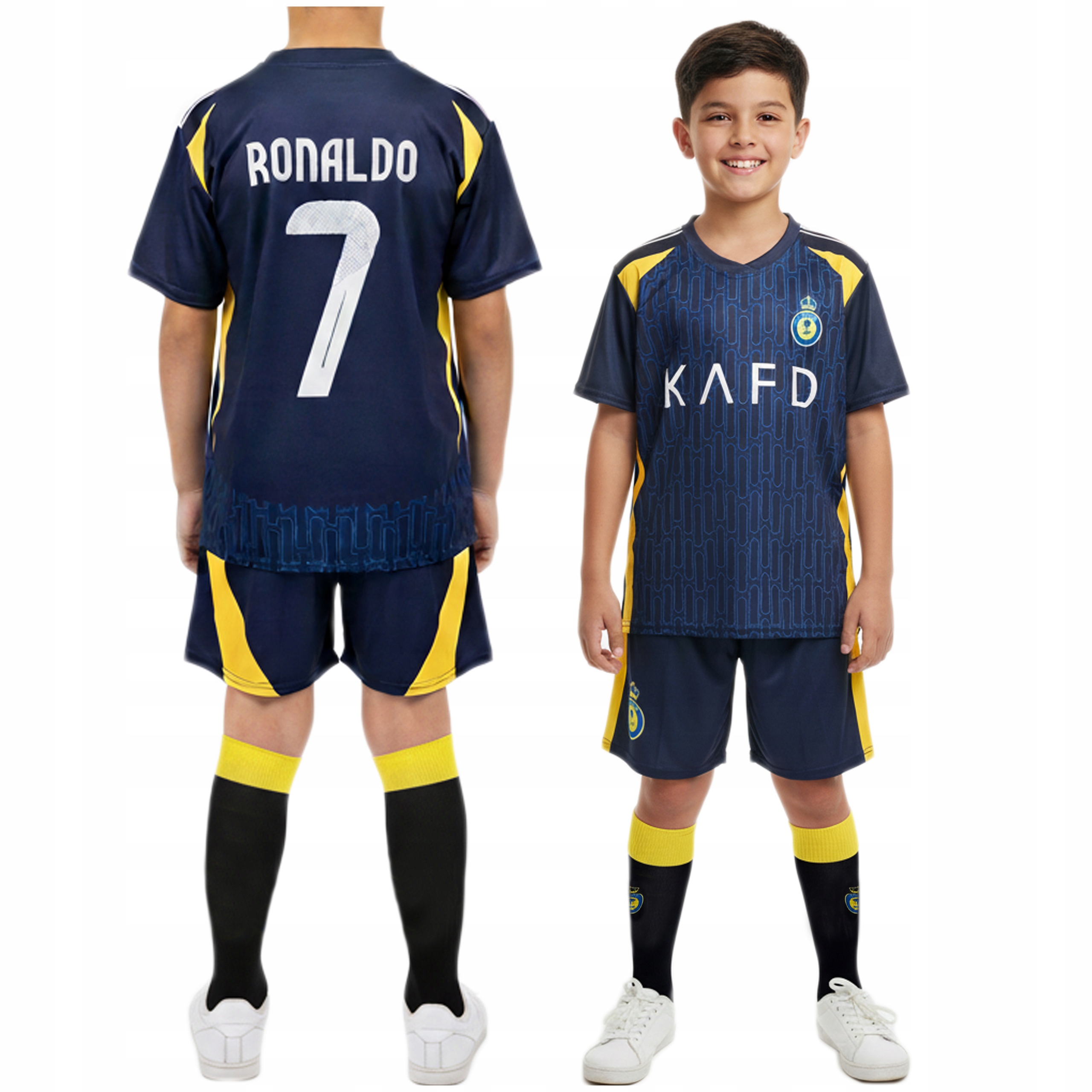 Strój Piłkarski Ronaldo Al Nassr z Getrami 134 cm Komplet Dla Dzieci