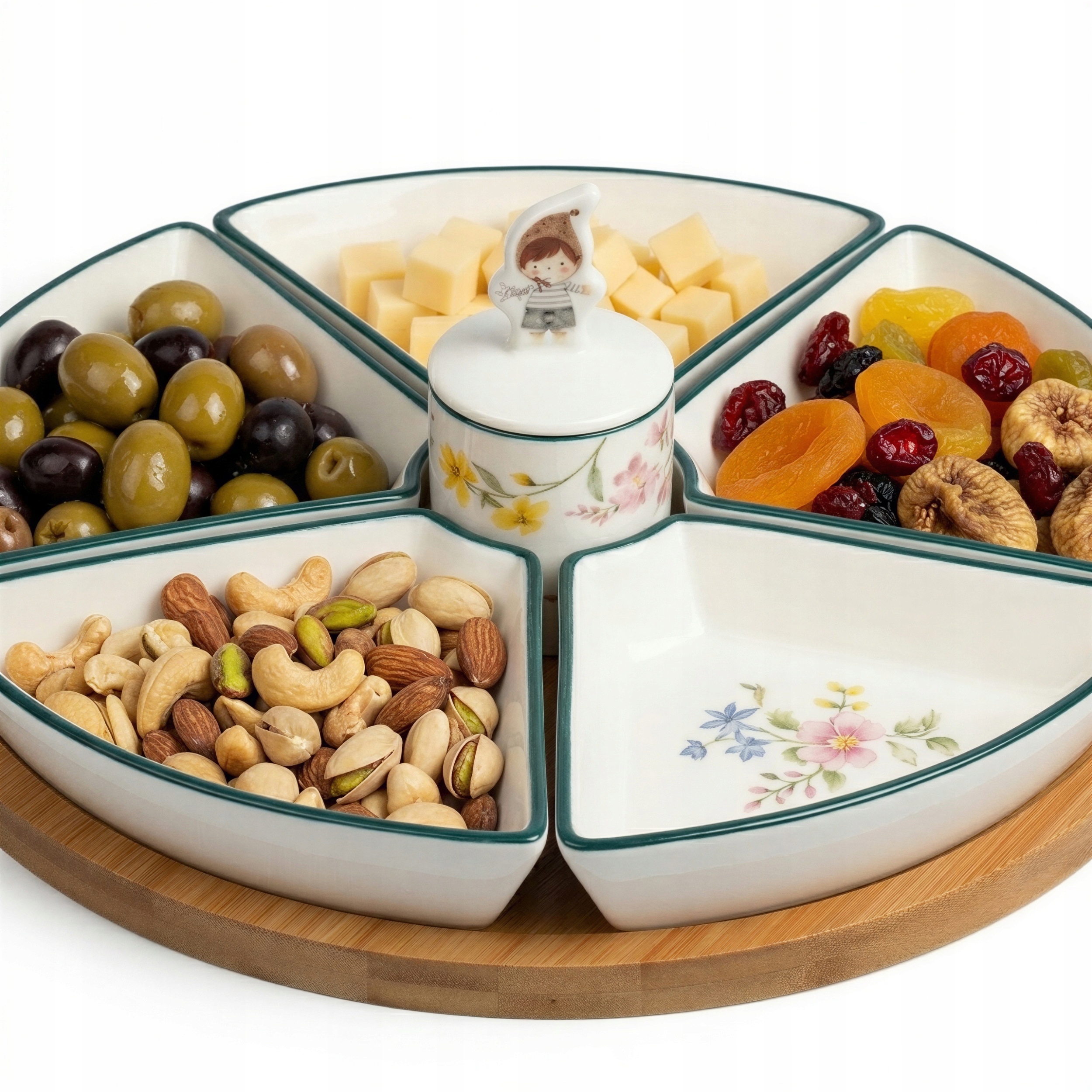 Podnos Otočná Keramická Miska 7 Ks Pro Omáčky Diłpů A Oříšků Občerstvení