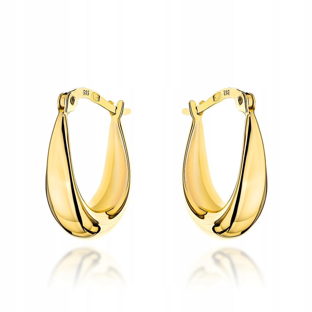 Náušnice ze zlata ryzosti 585 bez kamenů Leštěná kolečka 2.17 g Moderní