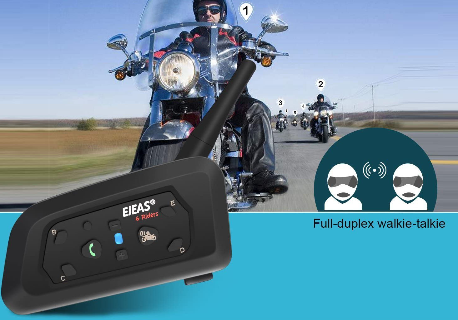 INTERKOM BT MOTOCYKLOWY EJEAS V6 PRO RADIO FM IP65 Manufacturer Ejeas