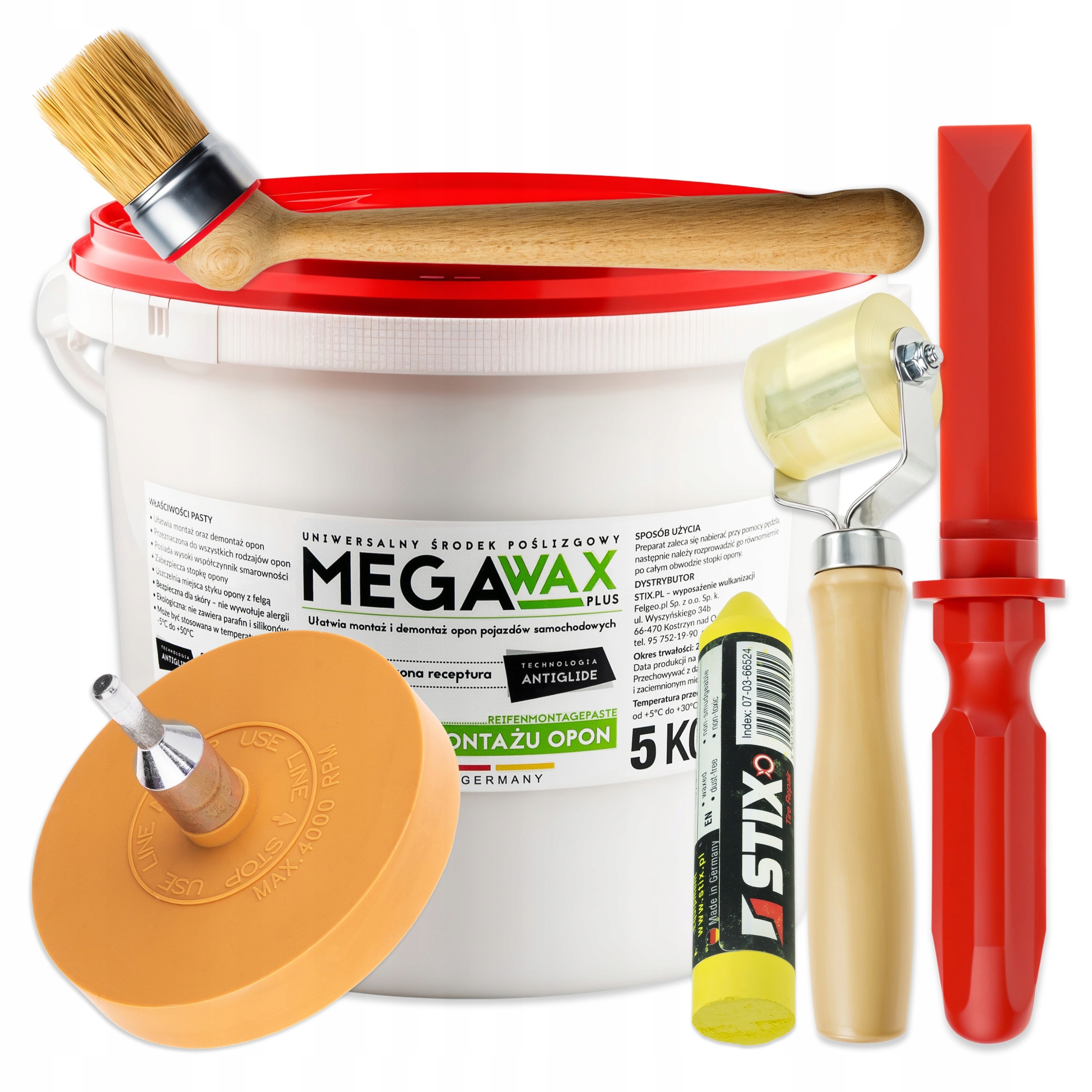 Sada Pro Servis Pneumatik Stix ZW1 Pasta 5KG Škrabka Kroužek Křída Štětec Rolka