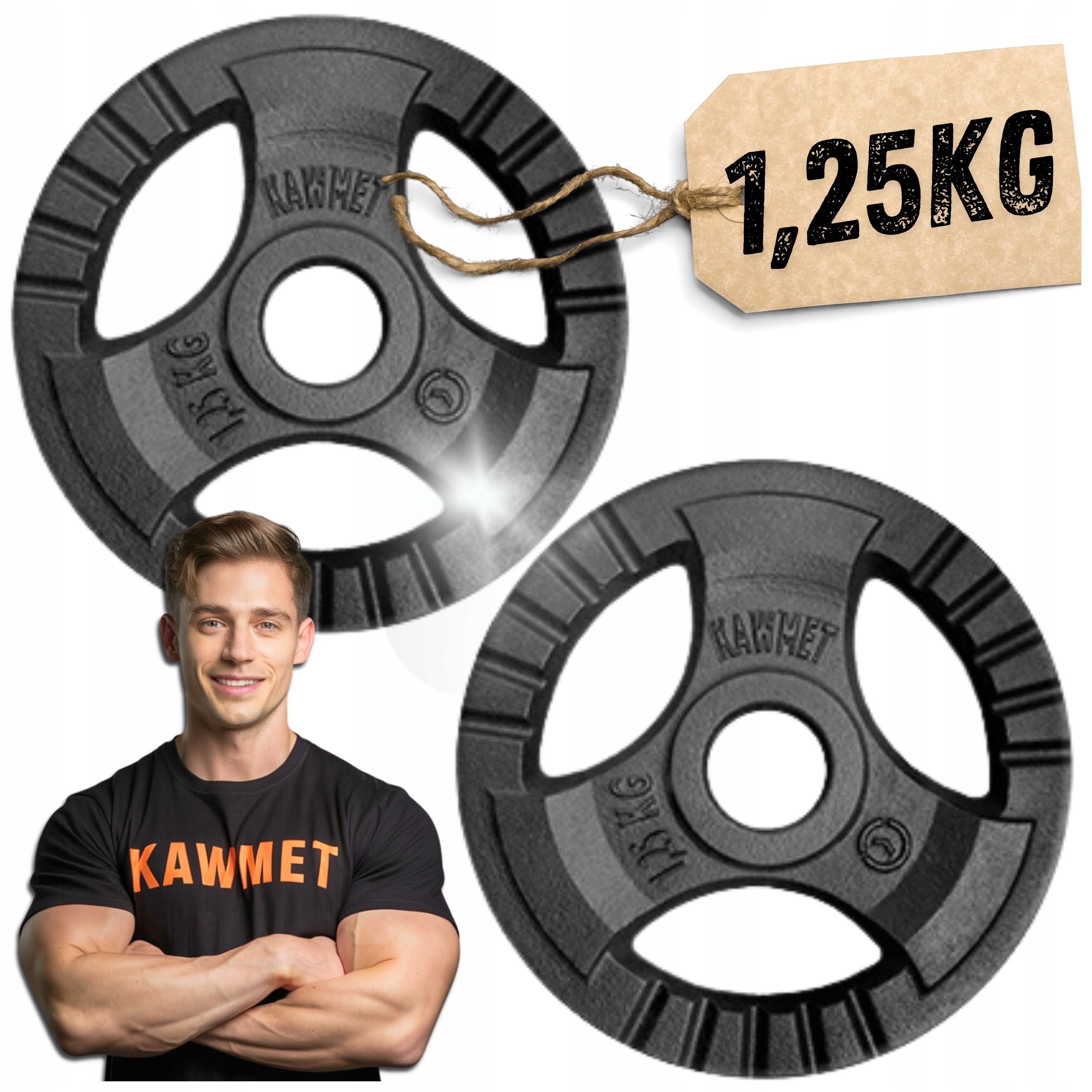Komplet Obciążeń Kierownica siłownia do ćwiczeń fit Kawmet 2x1,25kg 28,5mm