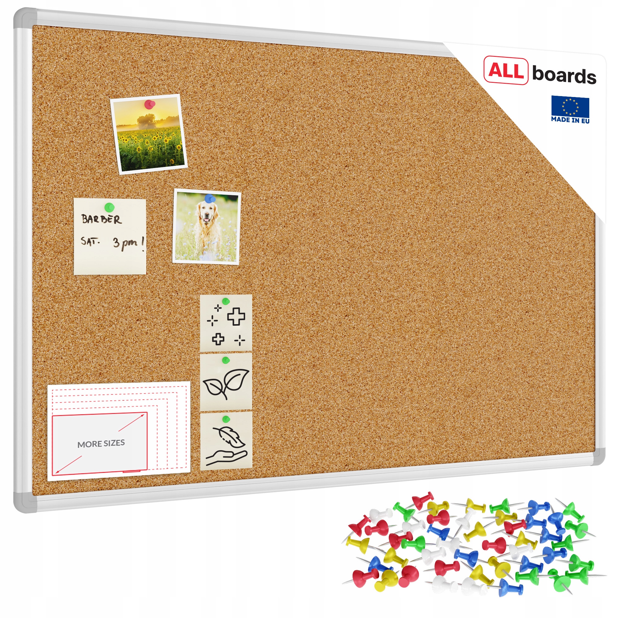 Tablica korkowa 90x60 rama aluminiowa pinezki
