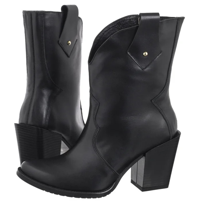 Dámské boty Kotníkové Boty na podpatku Kovbojské Boty Nepeke Vilma Black Černé