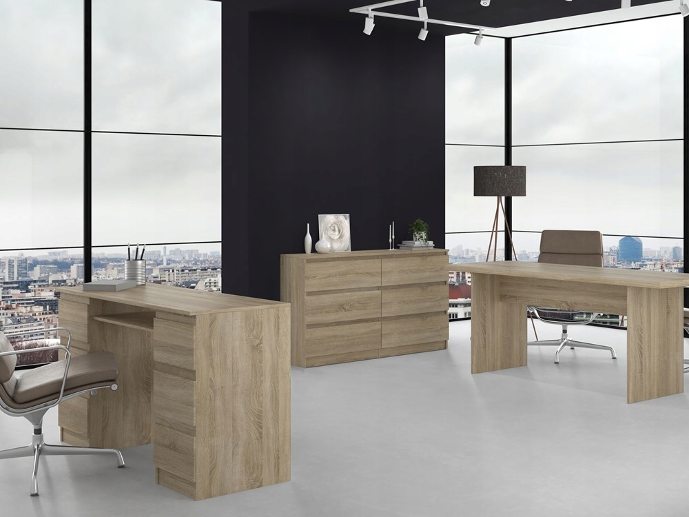 KOMODA NOWOCZESNA 140 cm POJEMNA SZAFKA REGAŁ SZUFLADY MEBLE DĄB SONOMA Marka VMP