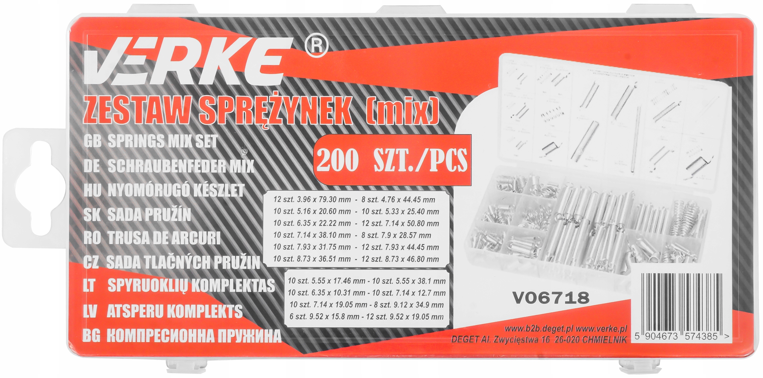 ZESTAW MIX SPRĘŻYN SPRĘŻYNKI ROZCIĄGAJĄCE ŚCIĄGAJĄCE ŚCISKAJĄCE 200 SZT. Kod producenta V06718