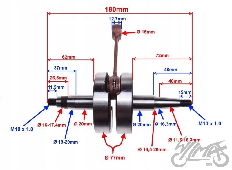 WAŁ KORBOWY DERBI SENDA GPR DRD 50 80 DB50B Producent inny